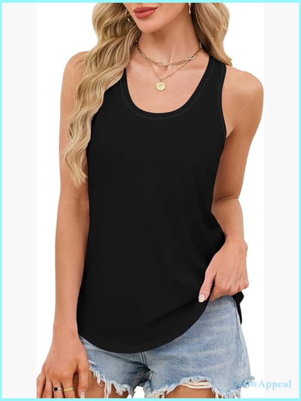 Scoop Neck Racerback Tank Top Loose Fit Summer Basic